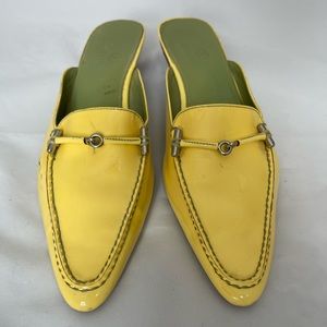 Cole Haan Women's Mules Kitten Low Heel Patent Leather Slides Pointed Toe